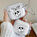 Cool Gothic Skull Pattern Clear Earphone Case for AirPods Pro 2/Pro 3/Pro Earbuds Case for AirPods 1/2/3/4 TPU Protective Cover