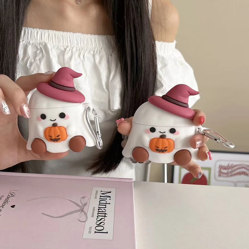 Earphone Case for Airpods 4 3 2 1 Pro2 Ins Pumpkin Ghost Halloween Anti-drop Protective Cover Silicone Headphone Accessories