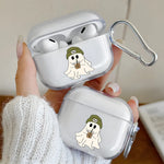 Cute Cartoon Ghost Pattern Clear Earphone Case for AirPods Pro 3/Pro 2/Pro Earbuds Case for AirPods 1/2/3/4 TPU Protective Cover