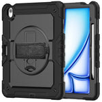 3in1 Heavy Duty Armor Protective Cases for IPad (A19) 12th A16 11th 10th Air 11 13 M4 M3 M2 Shoulder Strap & Pencil Holder Cover