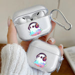 Cute Rainbow Ghost Pattern Clear Earphone Case for AirPods Pro 2/Pro 3/Pro Earbuds Case for AirPods 4/3/2/1 TPU Protective Cover