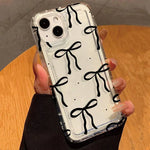 Cute Pink Heart Bow Phone Case for IPhone 17 16 15 14 13 12 11 Pro Max 13 12 Mini 17Air 16e Shockproof Soft Clear Cases Coque