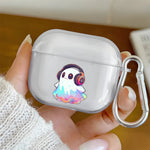 Cute Rainbow Ghost Pattern Clear Earphone Case for AirPods Pro 2/Pro 3/Pro Earbuds Case for AirPods 4/3/2/1 TPU Protective Cover