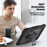 3in1 Heavy Duty Armor Protective Cases for IPad (A19) 12th A16 11th 10th Air 11 13 M4 M3 M2 Shoulder Strap & Pencil Holder Cover