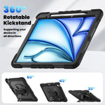 3in1 Heavy Duty Armor Protective Cases for IPad (A19) 12th A16 11th 10th Air 11 13 M4 M3 M2 Shoulder Strap & Pencil Holder Cover