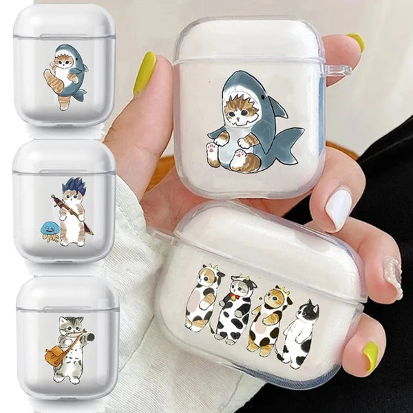 Funny Cartoon Cat Earphone Case for Airpods 4th 3rd Pro 3 Cute Animal Cover for Airpod 2 3 1 Protective Accessorie Shell Fundas