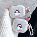 Cute Rainbow Ghost Pattern Clear Earphone Case for AirPods Pro 2/Pro 3/Pro Earbuds Case for AirPods 4/3/2/1 TPU Protective Cover
