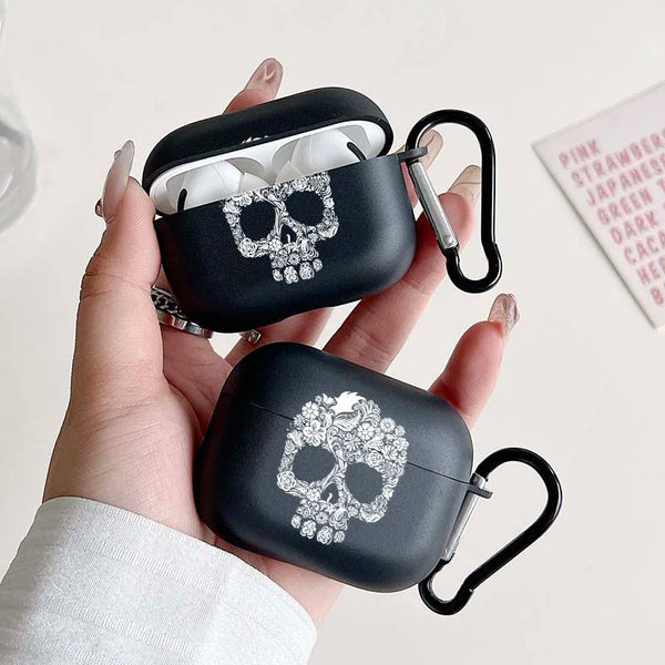 Flower Skull Pattern Headphone Case for Apple AirPods 1/2 3 4 for Airpod Pro 2 and Pro Halloween Theme Anti-fall Earphone Cover