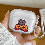 Cute Cartoon Halloween Cat Clear Earphone Case for AirPods Pro 3/Pro 2/Pro Earbuds Case for AirPods 1/2/3/4 TPU Protective Cover