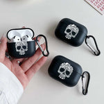 Flower Skull Pattern Headphone Case for Apple AirPods 1/2 3 4 for Airpod Pro 2 and Pro Halloween Theme Anti-fall Earphone Cover