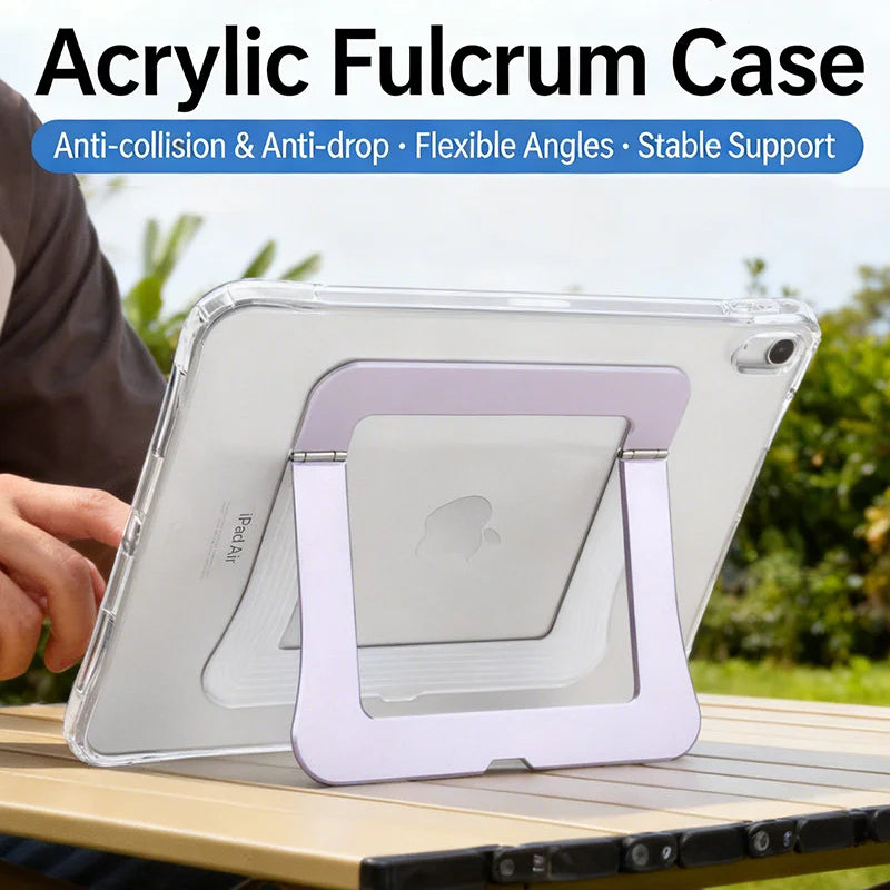 Tablet Case For IPad 10/11/12th Air 4/5 8 Mini 6/7 Pro11 13 Acrylic Shockproof Stand Case Multi-Angle Transparent Clear Cover