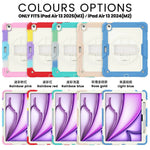 3in1 Heavy Duty Armor Protective Cases for IPad (A19) 12th A16 11th 10th Air 11 13 M4 M3 M2 Shoulder Strap & Pencil Holder Cover