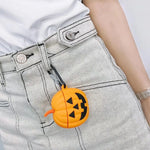 Halloween Pumpkin Head Protective Wireless Earphone Cover Cartoon Grimace Silicone Case with Carabiner Compatible for AirPods 2