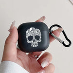Flower Skull Pattern Headphone Case for Apple AirPods 1/2 3 4 for Airpod Pro 2 and Pro Halloween Theme Anti-fall Earphone Cover