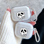 Cool Gothic Skull Pattern Clear Earphone Case for AirPods Pro 2/Pro 3/Pro Earbuds Case for AirPods 1/2/3/4 TPU Protective Cover