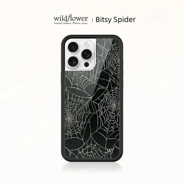 Wildflower Halloween Bitsy Spider Phone Case for iPhone 16 15 14 13 12 17 Pro Max Plus Air Cobweb Black WF shockproof Cover