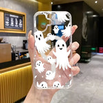 Magnetic Halloween Ghost Pattern Phone Case for iPhone 17 16 Pro Max 15 14 13 12 11 Pro 16E 17Air XR X XS 7 8 Plus Acrylic Cover