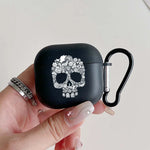 Flower Skull Pattern Headphone Case for Apple AirPods 1/2 3 4 for Airpod Pro 2 and Pro Halloween Theme Anti-fall Earphone Cover