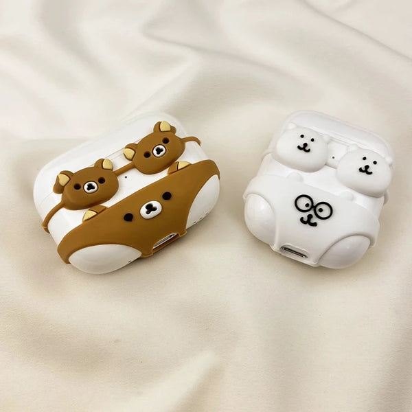 Kawaii Bikini Glass Bear Rilakkuma Cartoon Case for Apple Airpods Pro 3 2025 1 4 3 2 Pro with Charm Headset Cases Airpod Pro2 3