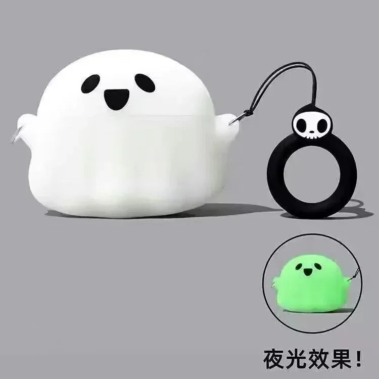 For JBL Wave Beam 2,Wave Beam,Vibe Beam,W200 TWS Protective Silicone Case,Cartoon Luminescent Ghost Cover Wireless Earbuds Shell